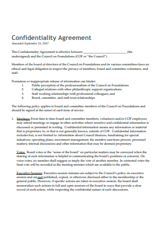 Basic Meeting Confidentiality Agreement
