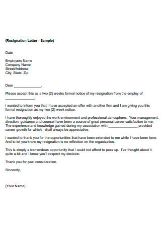 Basic Resignation Letter
