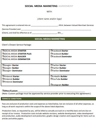 Basic Social Media Marketing Contract