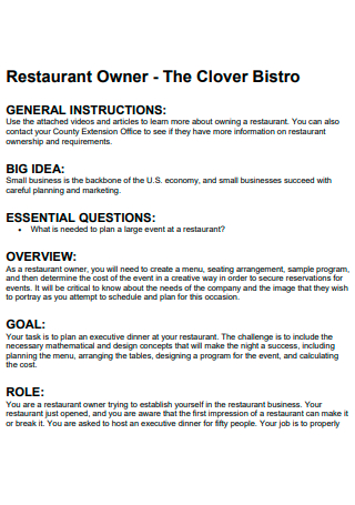 Bistro Business Plan in PDF