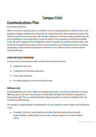 Campus Crisis Communication Plan