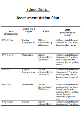 Central School Assessment Action Plan
