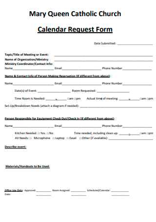 Church Calendar Request Form