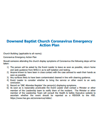 Church Coronavirus Emergency Action Plan