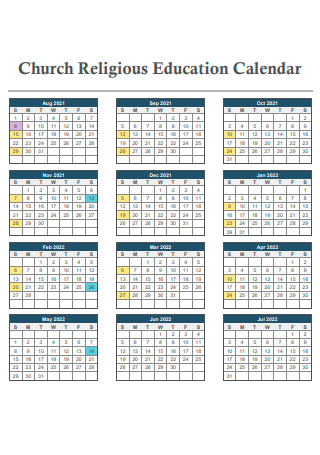 Church Religious Education Calendar