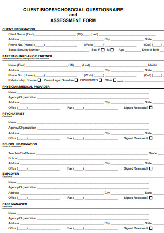 Client Biopsychosocial Assessment Form