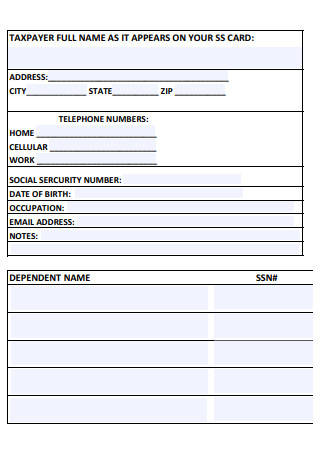 Client Intake Information Sheet