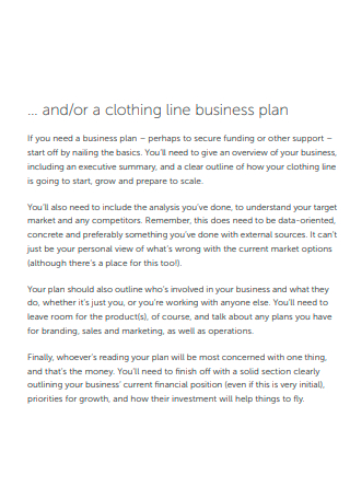 Clothing Line Business Plan