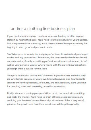 clothing brand business plan template pdf