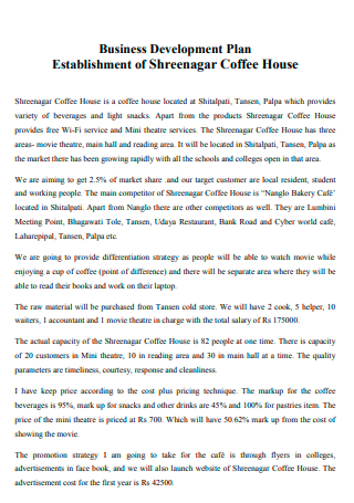 Coffee House Business Development Plan