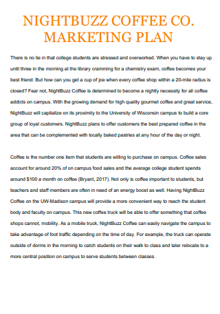 Coffee shop Marketing Plan in PDF