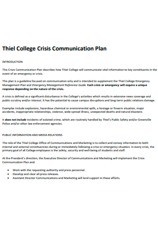College Crisis Communication Plan