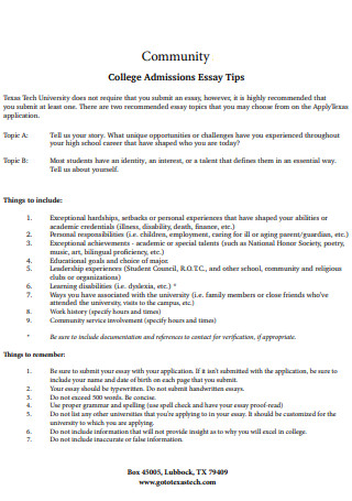 Community College Admission Essay