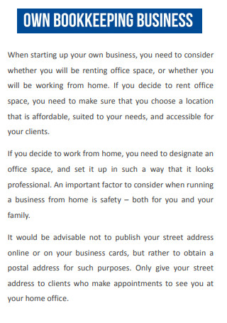 Company Bookkeeping Business Plan