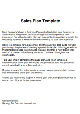 Company Sales Plan