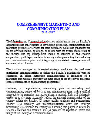 Comprehensive Marketing and Communication Plan