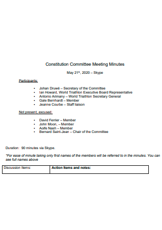 Constitution Committee Meeting Minutes