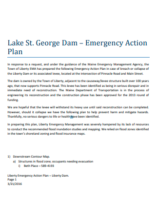 Construction Dam Emergency Action Plan