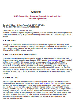 Consulting Website Affiliate Agreement