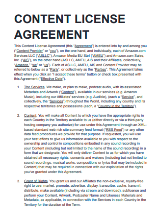 Content License Agreement Example
