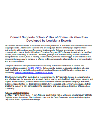 Council School Communication Plan