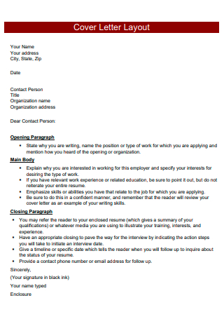 Cover Letter Layout
