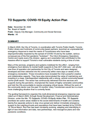 Covid 19 Equity Action Plan