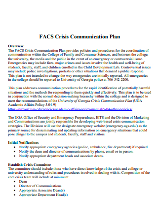 Crisis Communication Plan in PDF