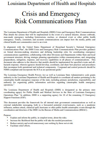 Crisis and Emergency Risk Communications Plan