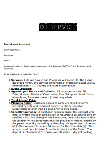 DJ Event Contract Format