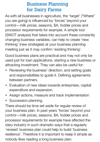 Dairy Farm Business Planning