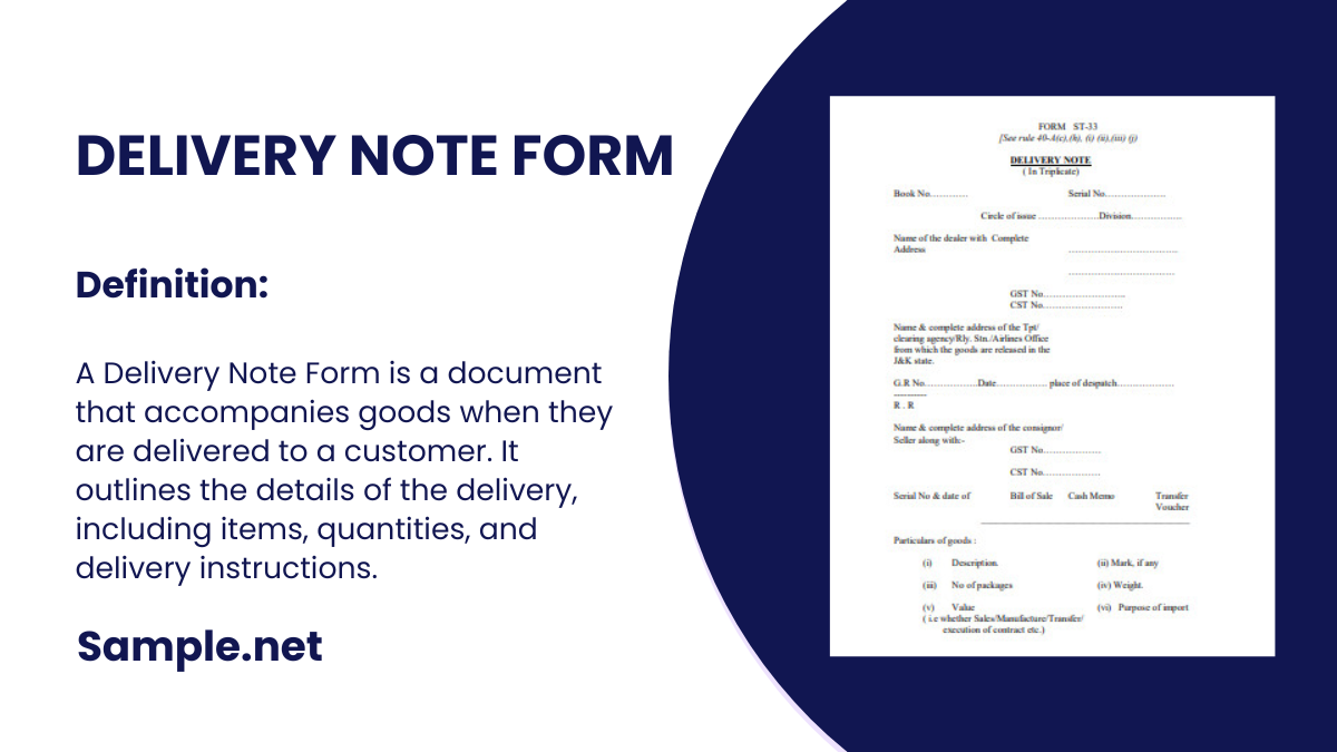 delivery note form