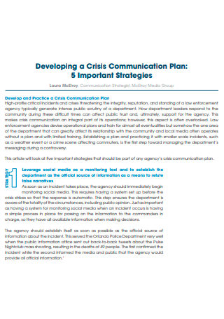 Developing a Crisis Communication Plan