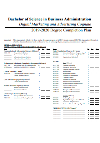 Digital Marketing Business Administration Completion Plan