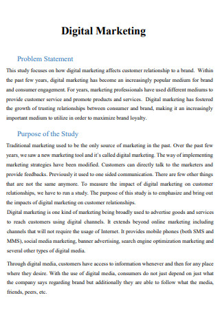Digital Marketing Problem Statement