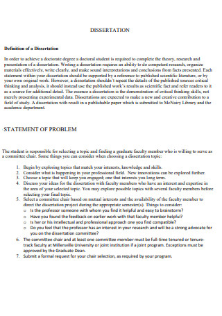 Dissertation Statement of Problem