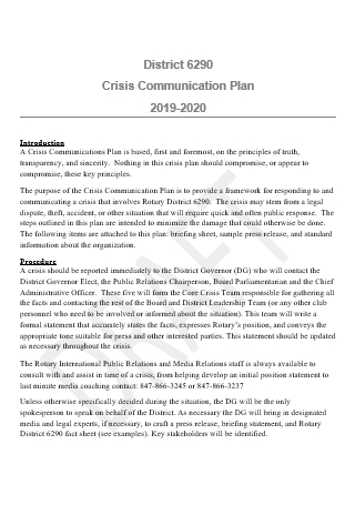 District Crisis Communication Plan