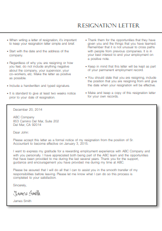 Draft Resignation Letter