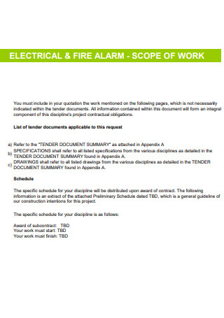 Electrical And Fire Alarm Scope of Work