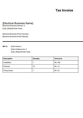 Electrical Bill Tax Invoice