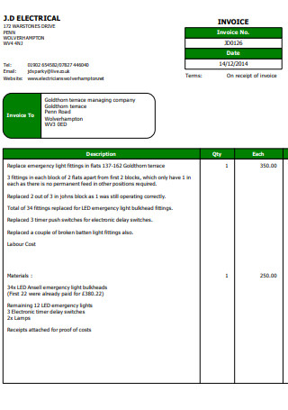 Electrical Company Invoice