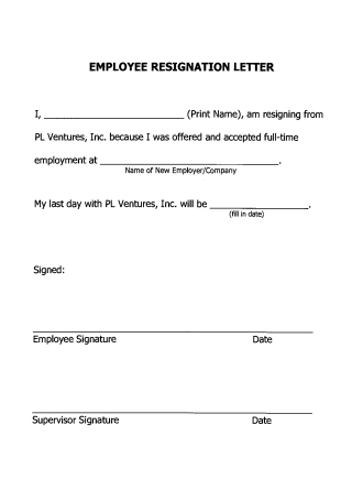 Employee Resignation Letter