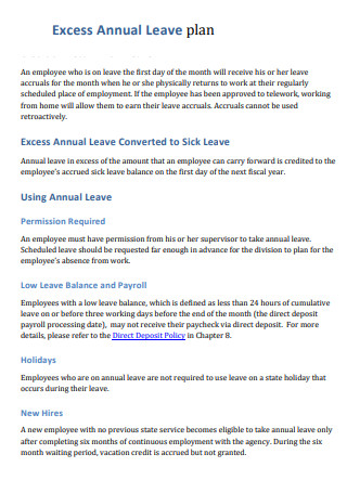 Excess Annual Leave Plan