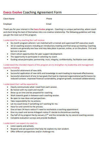 Executive Coaching Agreement Form