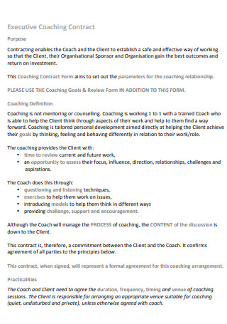 Executive Coaching Agreement in PDF