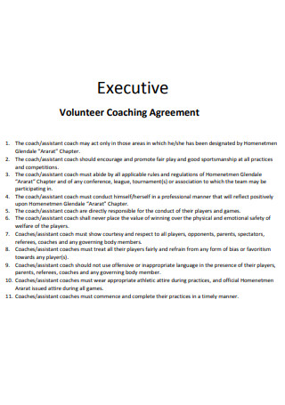 Executive Volunteer Coaching Agreement