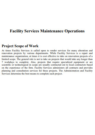 Facility Services Maintenance Scope of Work
