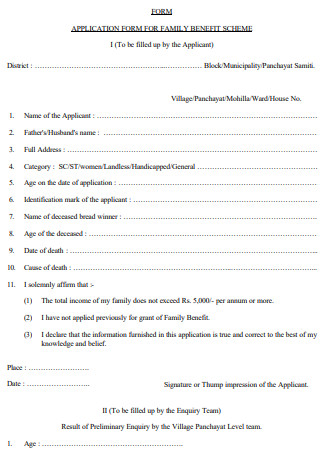 Family Benefit Application Form