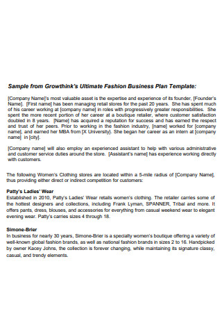 Fashion Boutique Business Plan