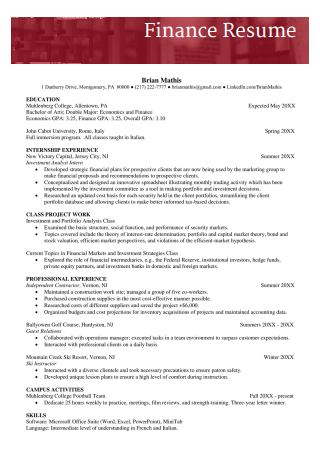 Finance Resume